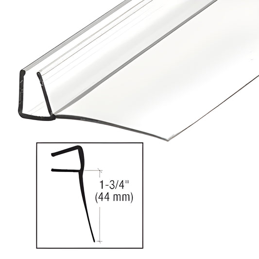 Clear polycarbonate U-channel (1-3/4" fin) for 1/2" tempered glass sliding doors, SKU PC12134.