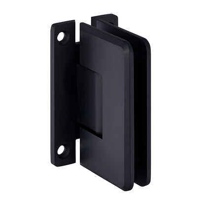 Matte black brass frameless shower door hinge (Cologne), beveled edge, self-centering, fits 10-12mm glass - SKU C0L037MBL