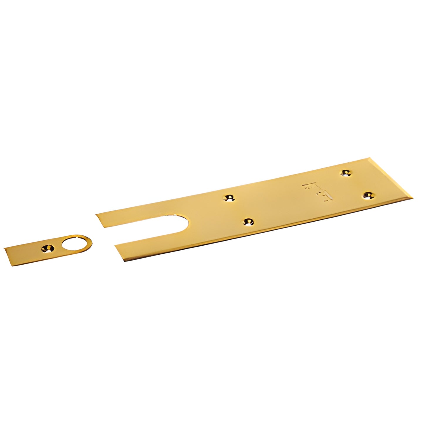 Polished brass floor closer cover plate for 900 Series door closers, two-piece, SKU J7020CPPB
