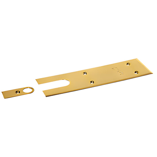 Polished brass floor closer cover plate for 900 Series door closers, two-piece, SKU J7020CPPB