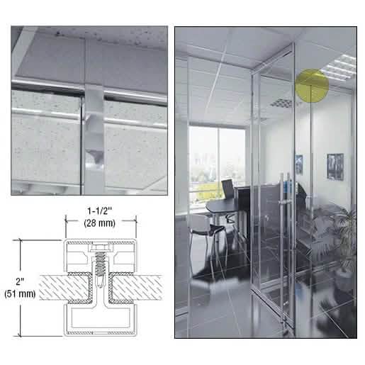 Polished stainless CRL-U.S. Aluminum Narrow Vertical Mullion, 120" for sleek design.