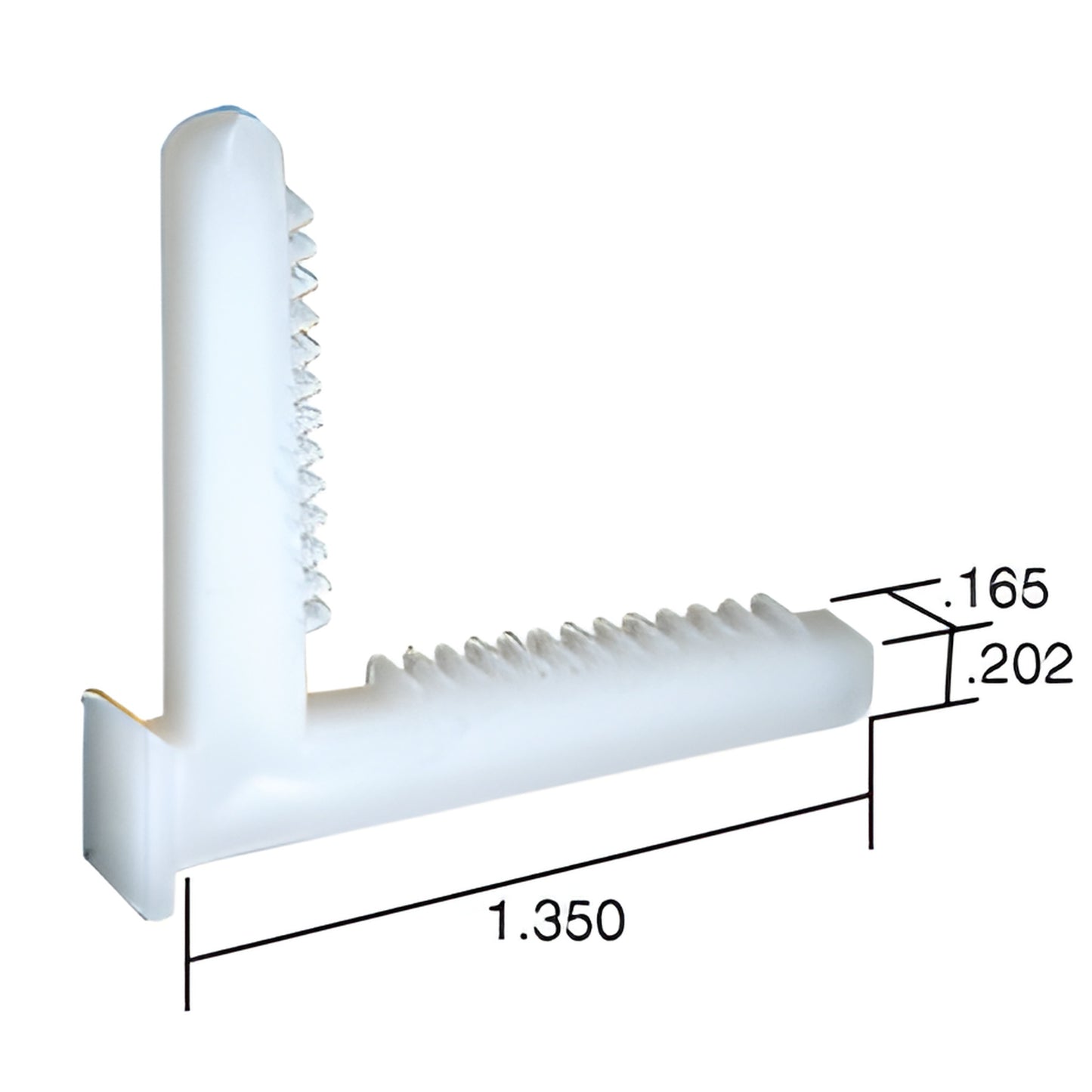 CK300K nylon storm window corner key, white plastic L-shaped insert 1.35" leg, serrated, pack of 20.