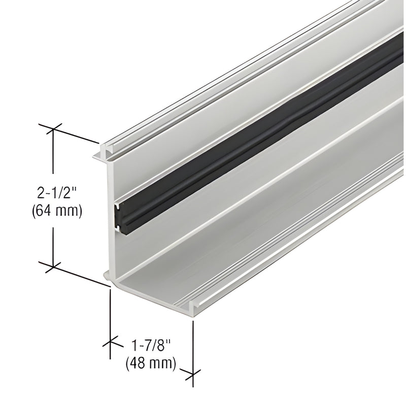 CW95211 clear anodized aluminum extrusion with black gasket, 2-1/2" (64 mm) by 1-7/8" (48 mm)