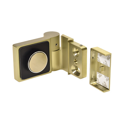 Brushed bronze Lugano frameless shower hinge, right-hand brass, concealed square profile, SKU LUG044LBBRZ