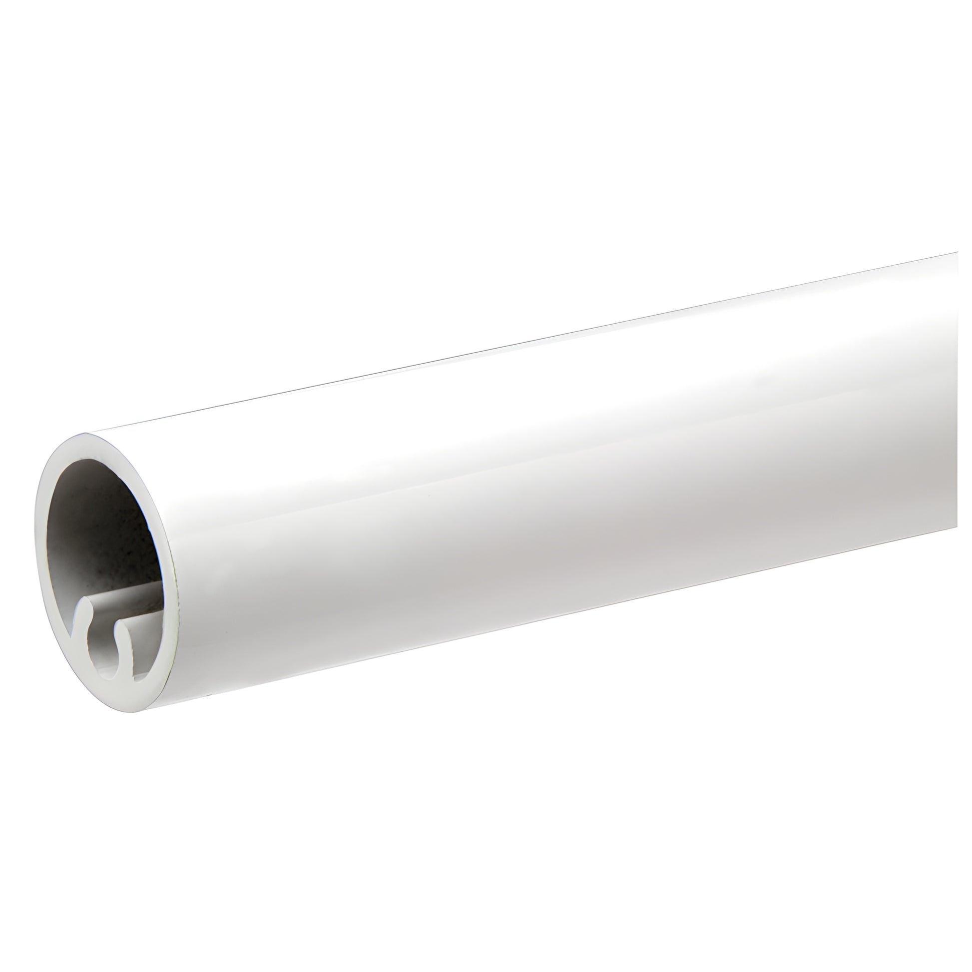 PKTR241W sky white 3/4" aluminum round picket extrusion, hollow tube with internal picket slot, 241 in.