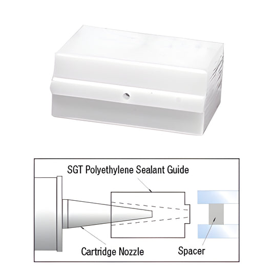 White polyethylene sealant guide SGT316, 3/16" nozzle adapter for insulating glass sealant, push-on tapered fit.