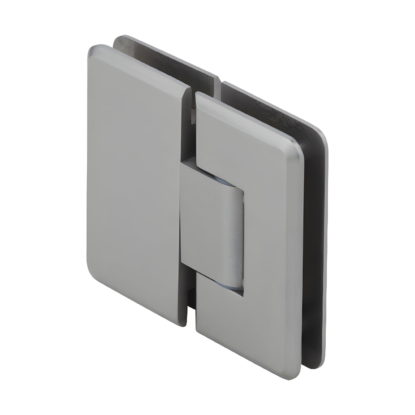 Brushed-nickel adjustable glass-to-glass shower hinge (Cologne series) for 10-12mm glass, self-centering