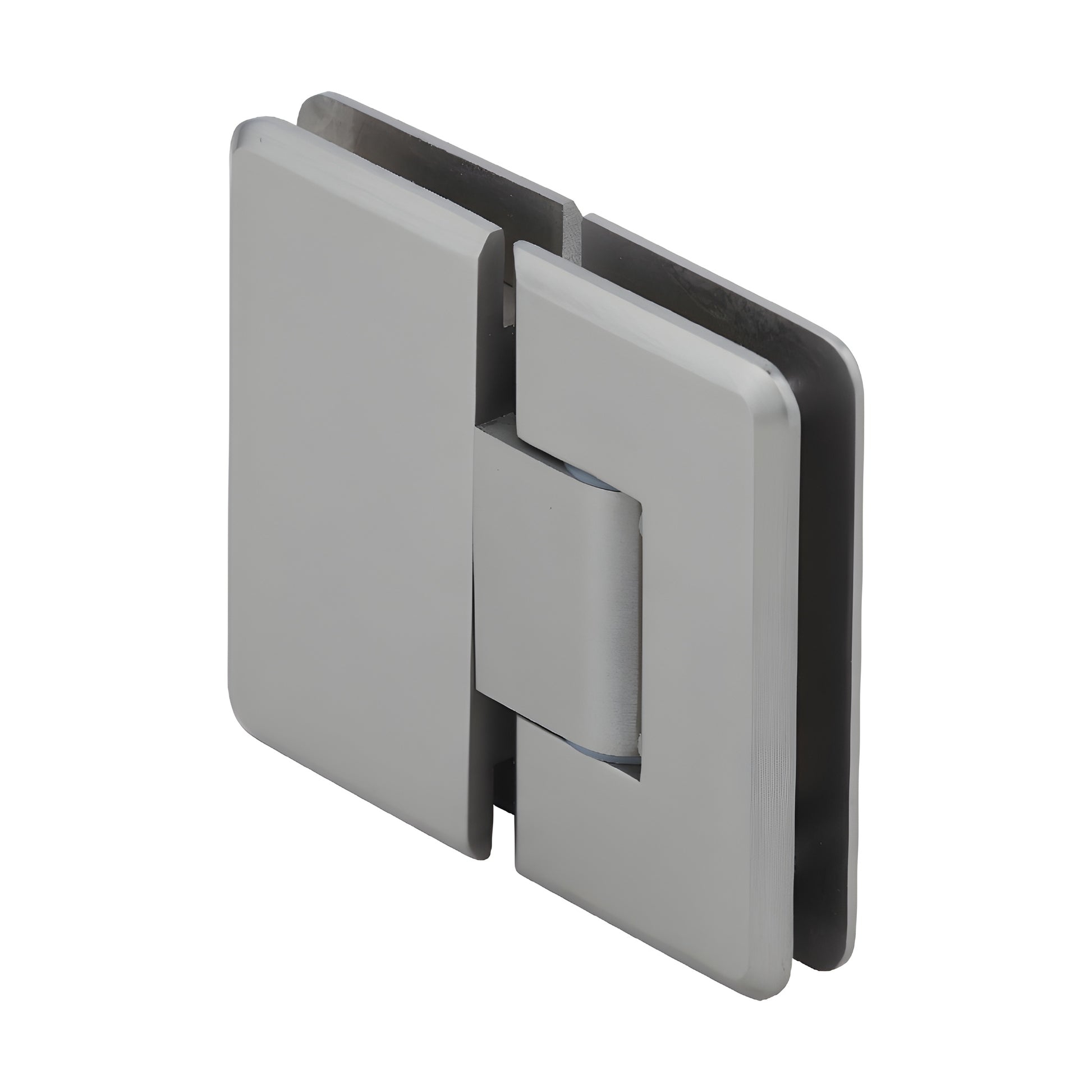 Brushed-nickel adjustable glass-to-glass shower hinge (Cologne series) for 10-12mm glass, self-centering