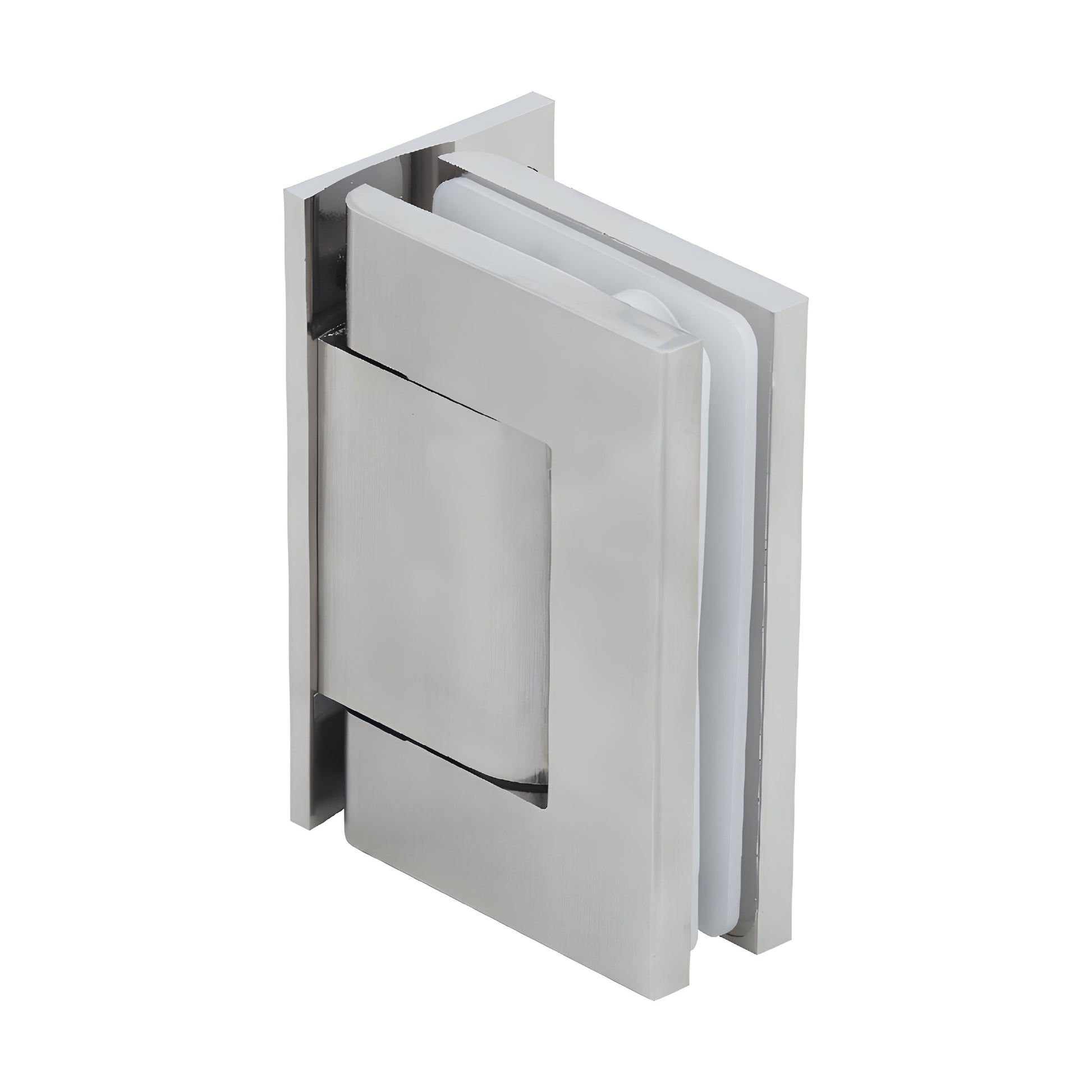 Satin nickel wall mount oil dynamic hinge for 5/16-9/16 (8-14 mm) glass doors, SKU H8211BTSN