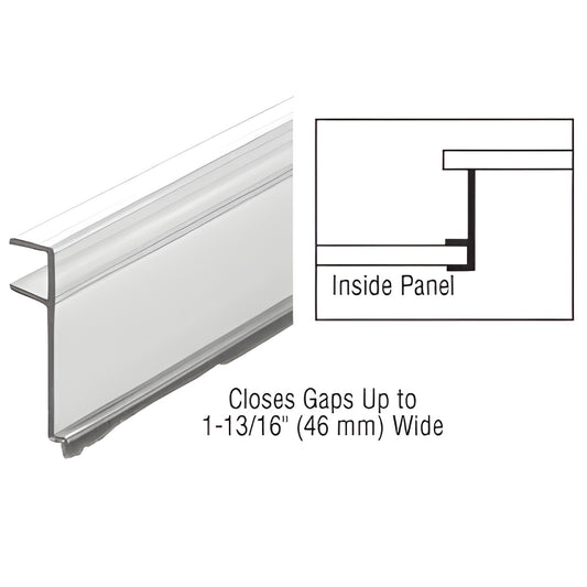 Clear polycarbonate sliding door gap closer SDGC98 for 1/2" (12mm) glass, snap-on profile closes gaps to 1-13/16" (46mm)