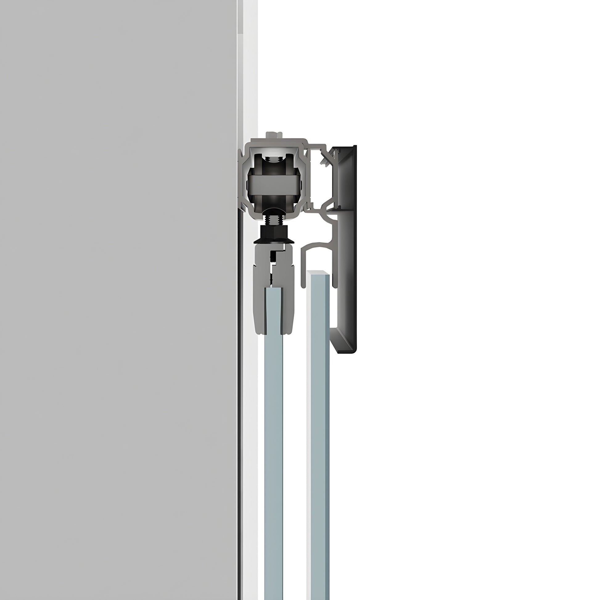 CRL701MBL matte black heavy duty wall mounted single sliding glass door kit with sidelite and 118" track.