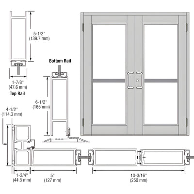 CRL-U.S. Aluminum Durafront 850 Clear Anodized Entrance Door Pair
