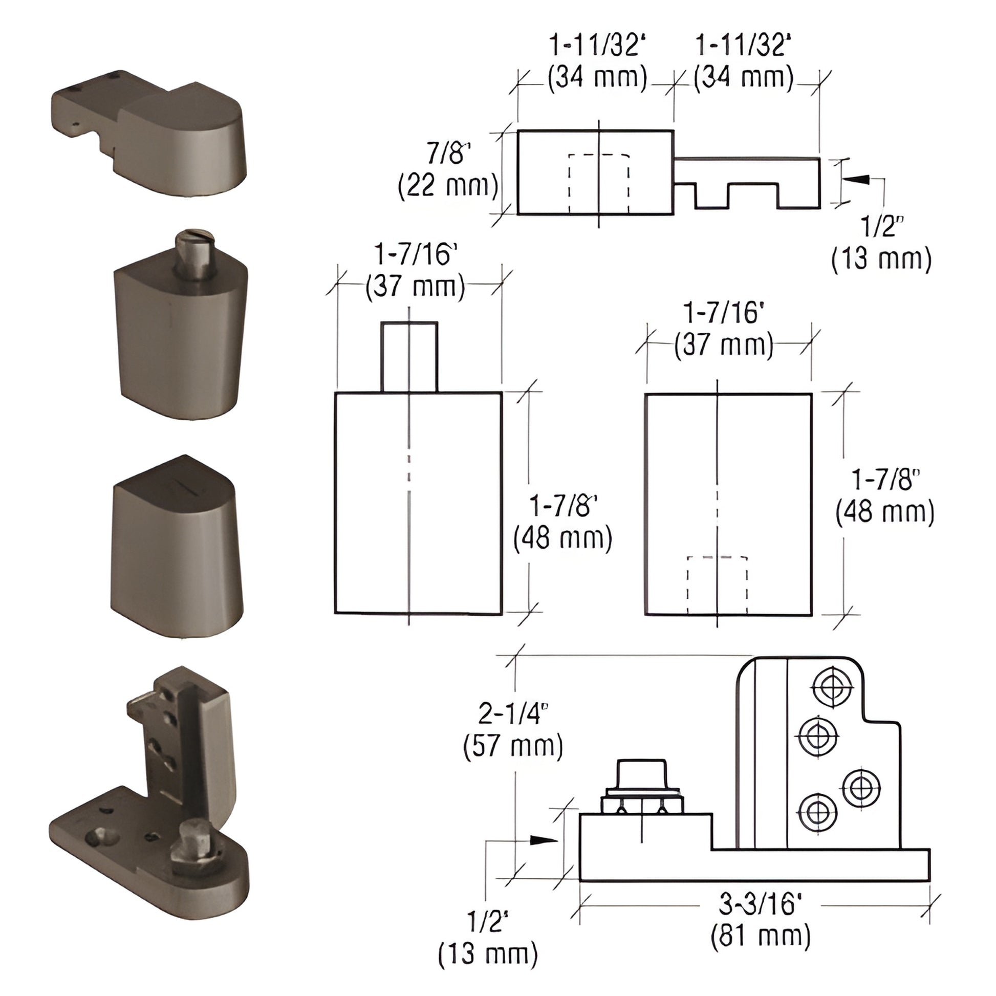 CRL OP70 offset pivot set (SKU 0P70LHDU) dark bronze aluminum, left-hand, for 125 lb commercial aluminum doors.