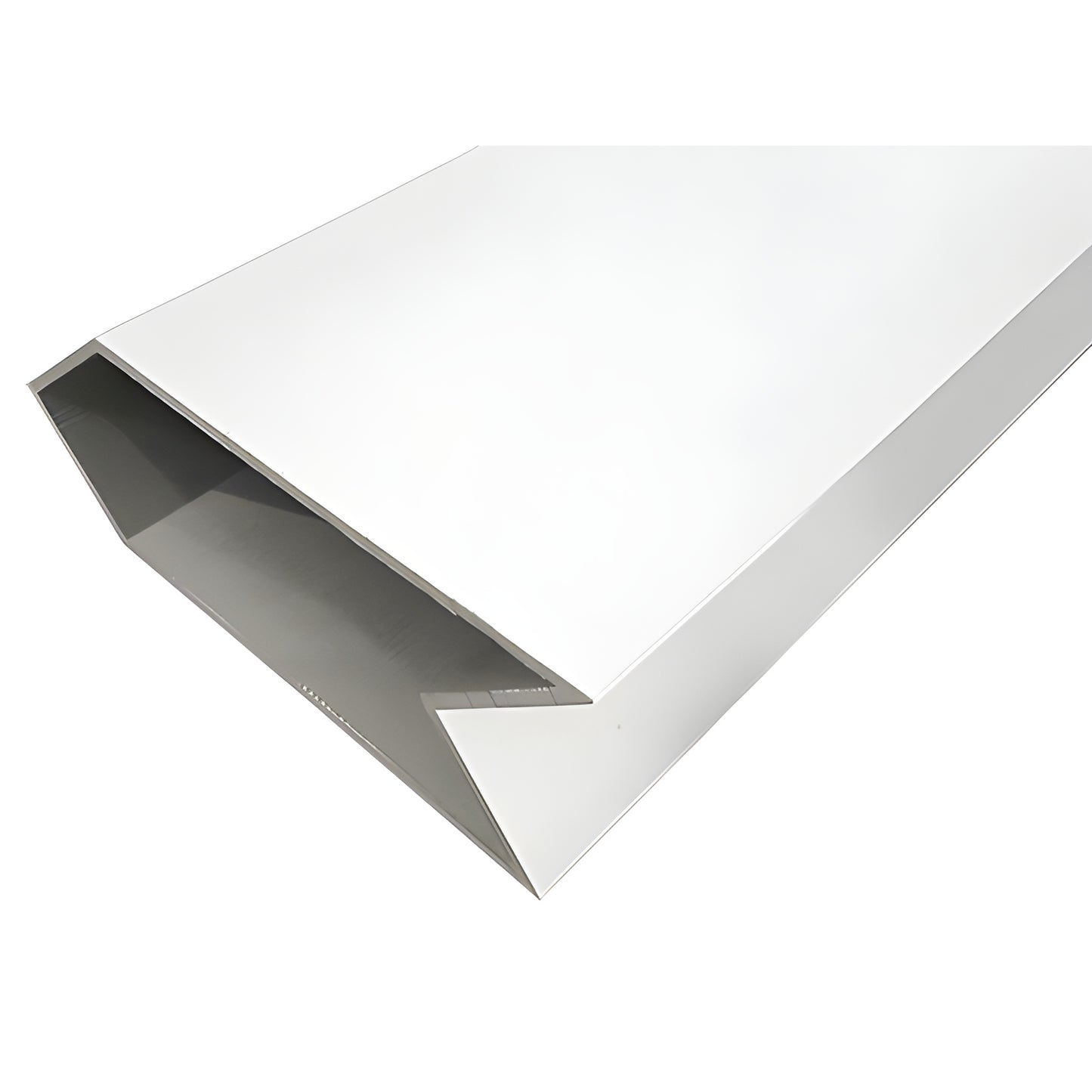 White Kynar 6063-T5 extruded aluminum profile, angled hollow face cap - SKU 0G79052