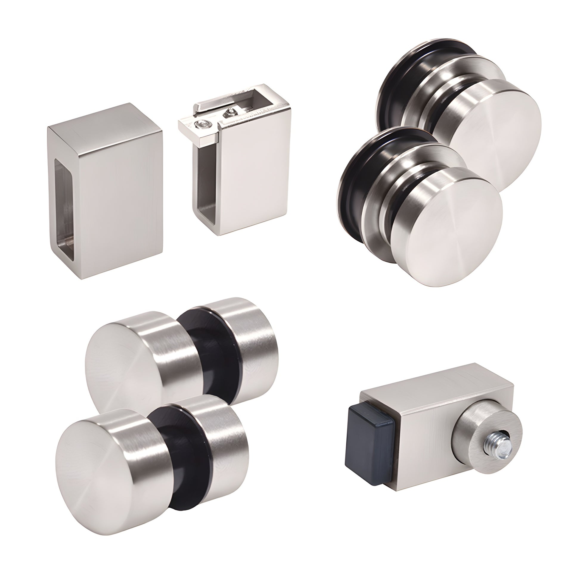 Cavoli CAVHDWKBS brushed stainless steel replacement kit for 180 sliding shower door - rollers, fittings, bracket, stopper