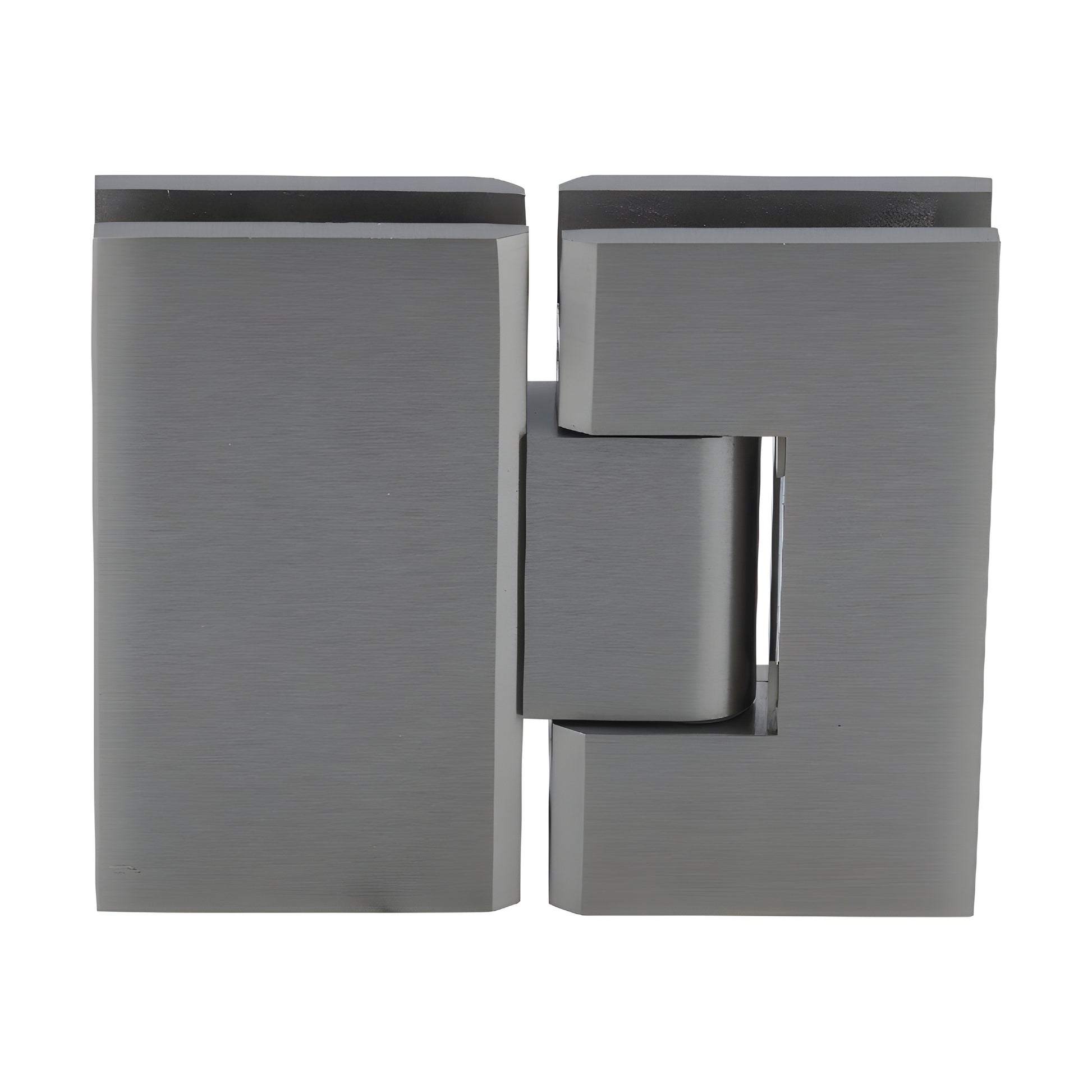 Brushed nickel Vienna glass-to-glass shower hinge, square design, solid brass - SKU V1E180BN