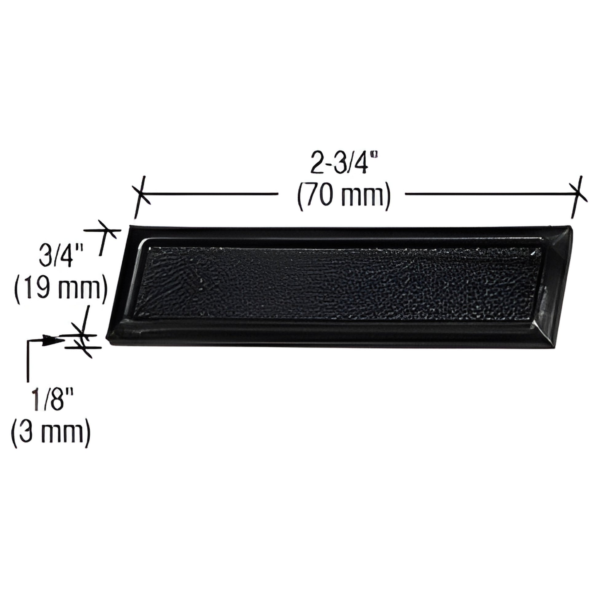 FP89 black stick-on finger pull, plastic peel-and-stick door pull 2-3/4" x 3/4" x 1/8" (70 19 3 mm)