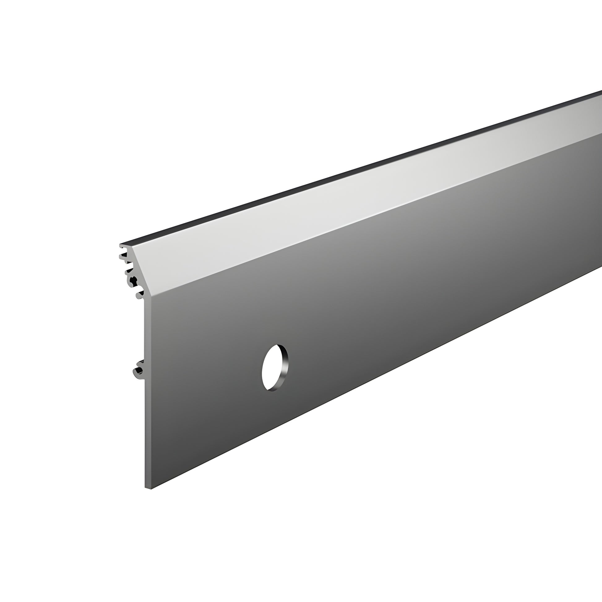 DRXSC4TSAL 4 in tapered satin-anodized aluminum door rail side cover with lock cylinder prep hole