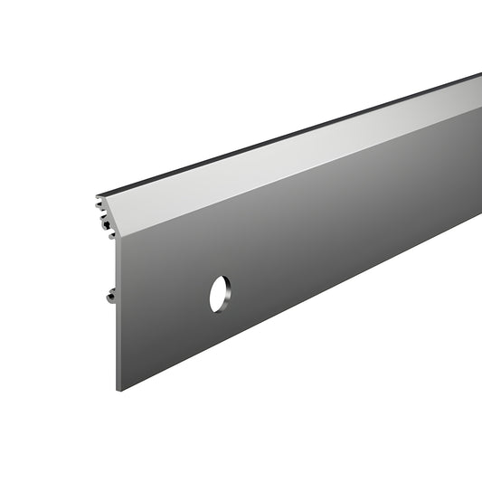 DRXSC4TSAL 4 in tapered satin-anodized aluminum door rail side cover with lock cylinder prep hole