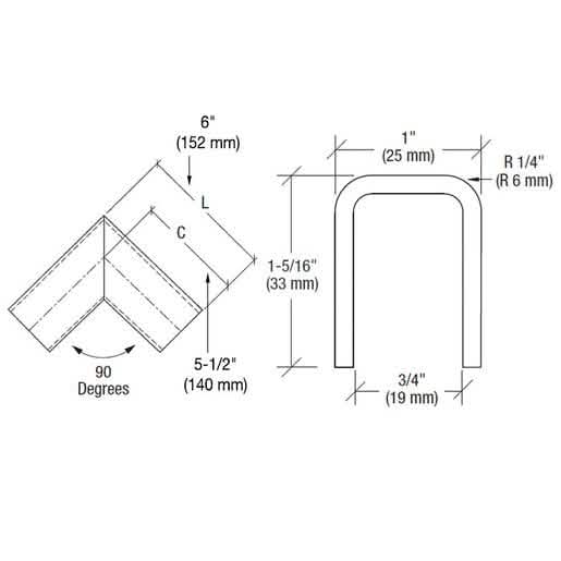 CRL 316 Brushed Stainless 90° Corner for 11 Gauge Low Profile Cap Railings