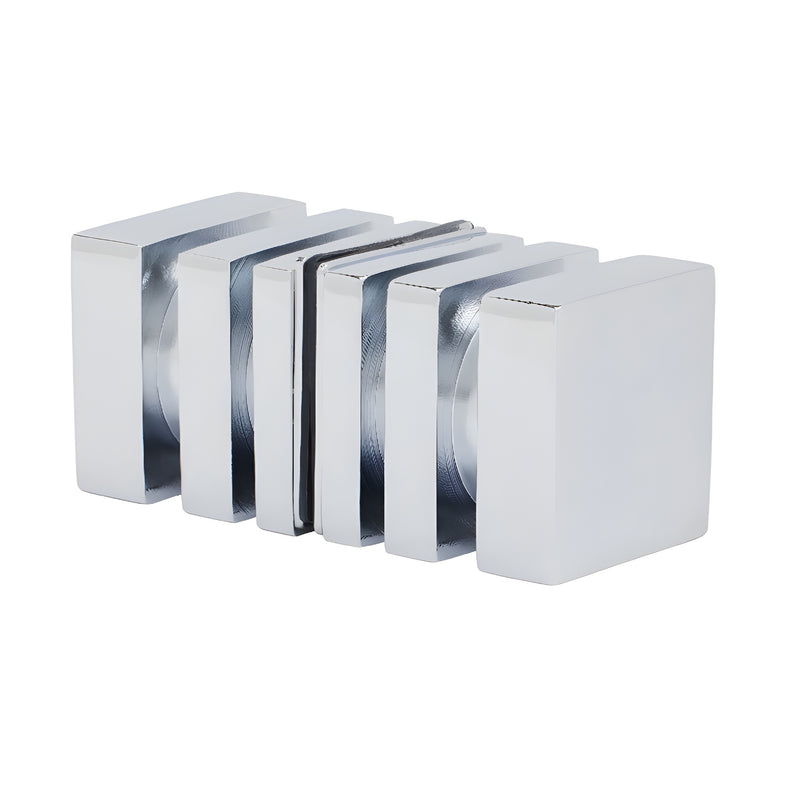 Polished chrome square ribbed back-to-back glass knob, 30mm brass, SKU: SDK160CH.