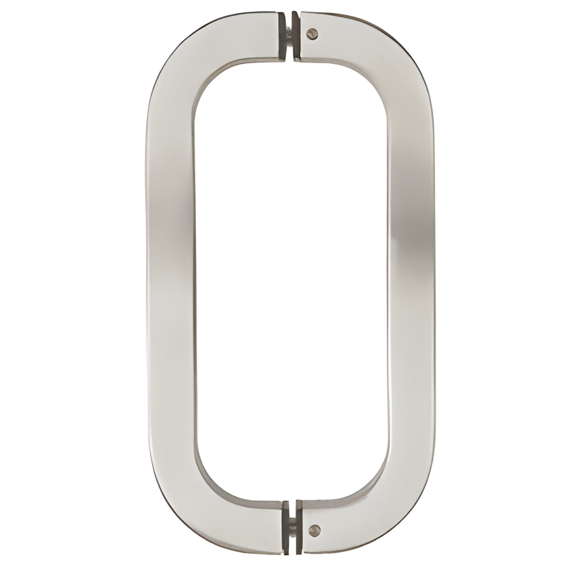 Brushed stainless steel 24 in center-to-center square tube glass door pull handle (SKU RST24X24BS), back-to-back mount.