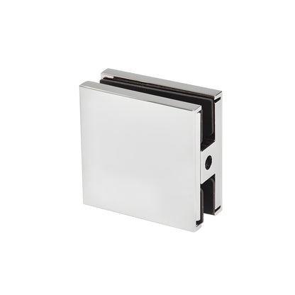 Polished chrome brass Zero Clamp for 3/8-1/2" glass - low-profile concealed frameless shower clamp (SKU CCS4CH)