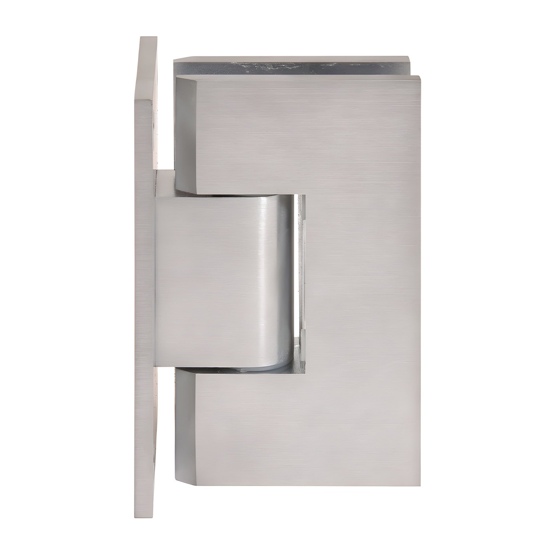 Brushed chrome Vienna adjustable shower hinge for 1/2in glass, wall mount full back plate (SKU V1E337BCH)