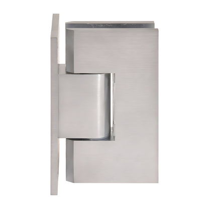 Brushed chrome Vienna adjustable shower hinge for 1/2in glass, wall mount full back plate (SKU V1E337BCH)