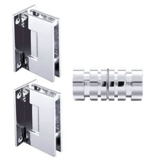 CRL Polished Chrome Geneva Shower Knob and Hinge Set for sleek, modern bathroom design.