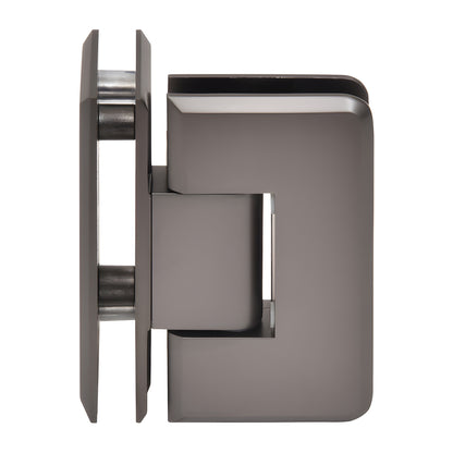 Matte gun metal Cologne glass-to-glass shower hinge, beveled brass, 90 pivot - SKU C0L092MGM