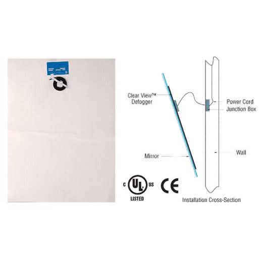 CRL 24"x32" Rectangular Mirror Defogger - Clear View, 120V, Anti-Fog Bathroom Solution