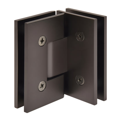 V1E092 Vienna 90 square-edge shower hinge, matte gunmetal brass, for 3/8-1/2 tempered glass (heavy-duty)