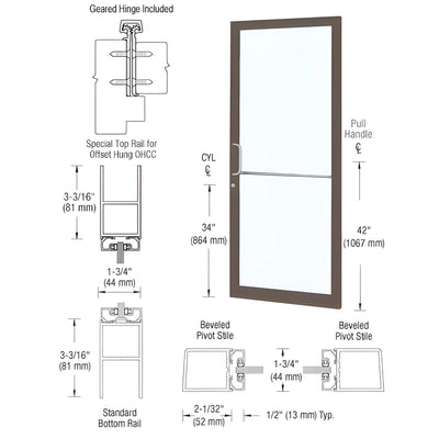 CRL-U.S. 250 Black Anodized Bronze Narrow Geared Hinge for Entry Doors