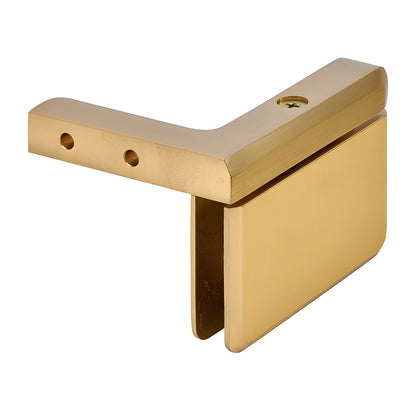 PPH05LSB satin brass beveled Prima pivot hinge for 5/16-3/8" tempered glass shower door, left-hand wall mount