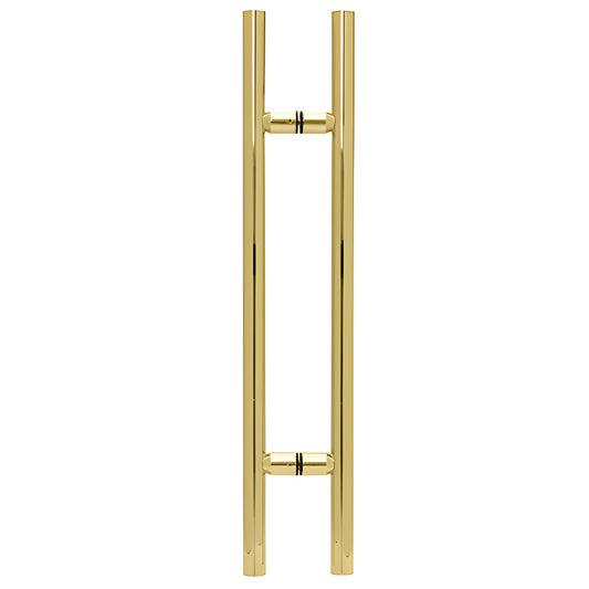 LP24BR polished brass ladder shower pull, 24in tubular back-to-back handle, 1-1/4in dia.