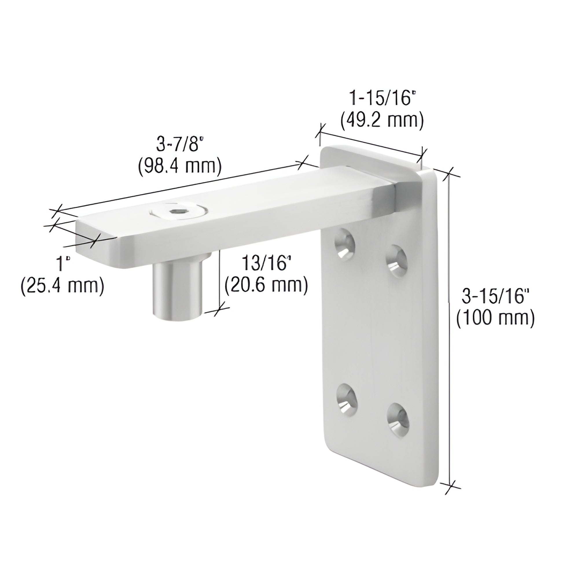 WDP32BS brushed stainless steel wall/post pivot for frameless glass doors, 304 SS, low gap 1/8" design with mounting plate an