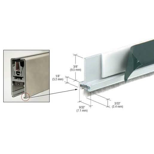 Satin Anodized Pile Weatherstrip for Single Door Rail - Set of 2, CRL, durable & efficient