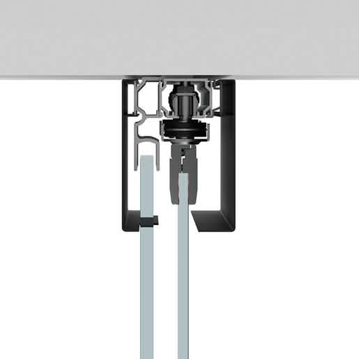 Matte Black CRL50 Bi-Parting Kit with Fixed Panels and Ceiling Mount for Sleek Interiors