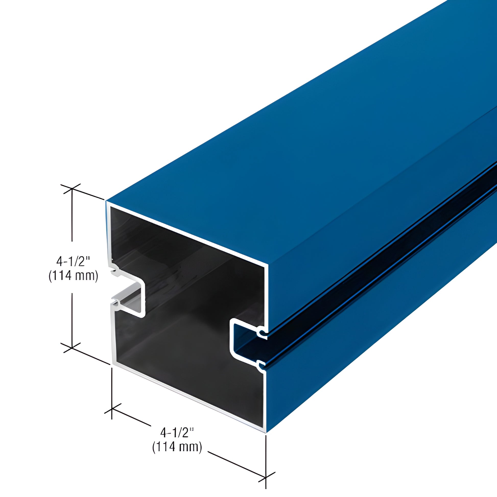 Blue Kynar-finish 4-1/2 in 4-1/2 in architectural aluminum extrusion, hollow square profile (SKU J045271)