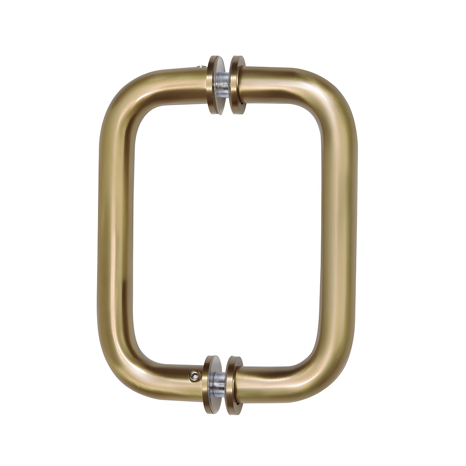 Brushed bronze tubular brass shower door pull set, 3/4" dia, 6" center-to-center, back-to-back. SKU SDPR6BBRZ