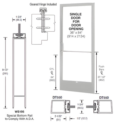 CRL-U.S. Aluminum 250 3x7 Narrow Stile Clear Anodized ADA Offset Door