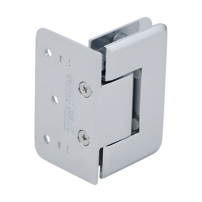 P1N344CH polished chrome adjustable brass shower door hinge for 8-12mm tempered glass, wall-mount, self-centering.