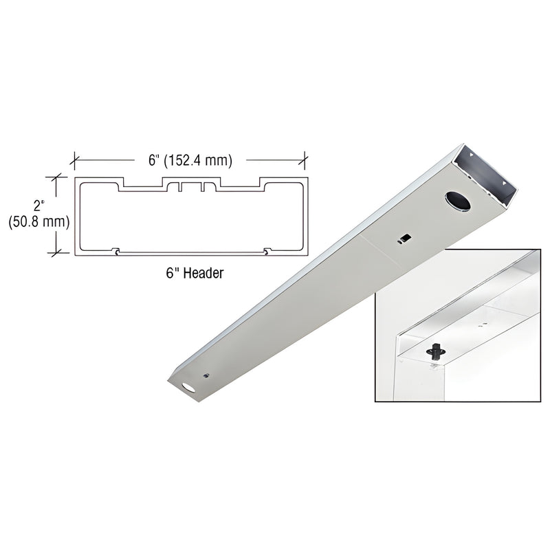CRL DCH6SAD satin anodized 6" double door header, 72" long, 6" wide, 2" high with snap-in cover.