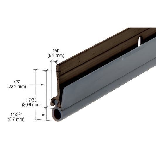 Dark bronze extruded aluminum jamb weatherseal with vinyl bulb (11/32") for 72x84 doors - CRL WS003DV232.