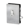 EUR681BS brushed stainless steel glass-mounted patch lock for frameless doors, center-housed cylinder, 4-5/16in height
