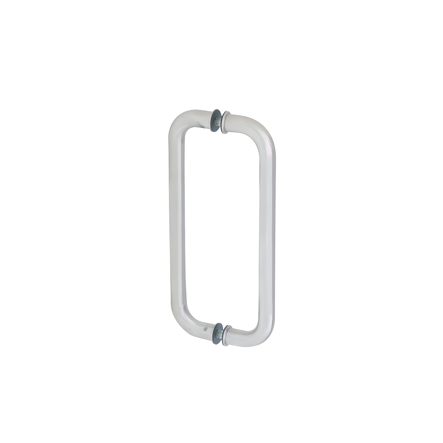 Satin anodized back-to-back glass pull handle SKU CM10X10SA, 10" c-c, 1" dia, for 10-19 mm tempered glass