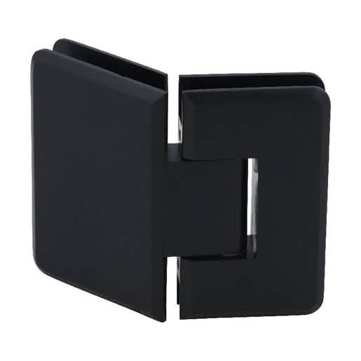 CRL Matte Black Cologne 045 Series 135º Glass-to-Glass Hinge for sleek, modern design.