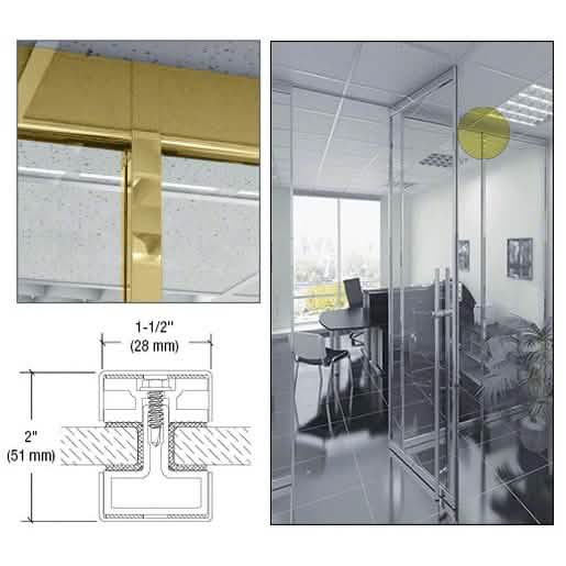 Polished Brass CRL-U.S. Aluminum Narrow Vertical Mullion, 120" for sleek design.