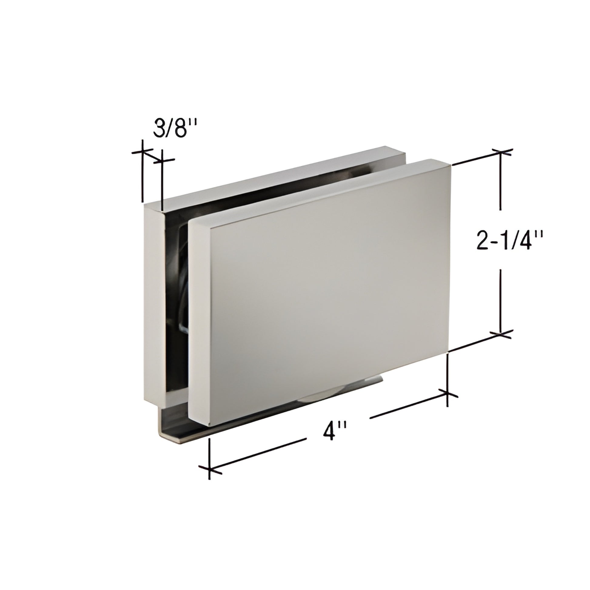 SR4BN brushed nickel square corner bottom roller for Essence sliding shower door; brass, fits 1/2" glass, 4" 2 1/4".